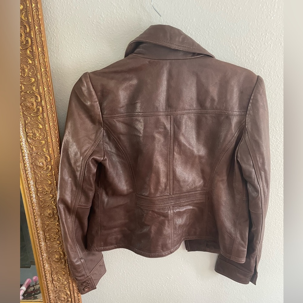 Halogen Leather Jacket Brown - image 4